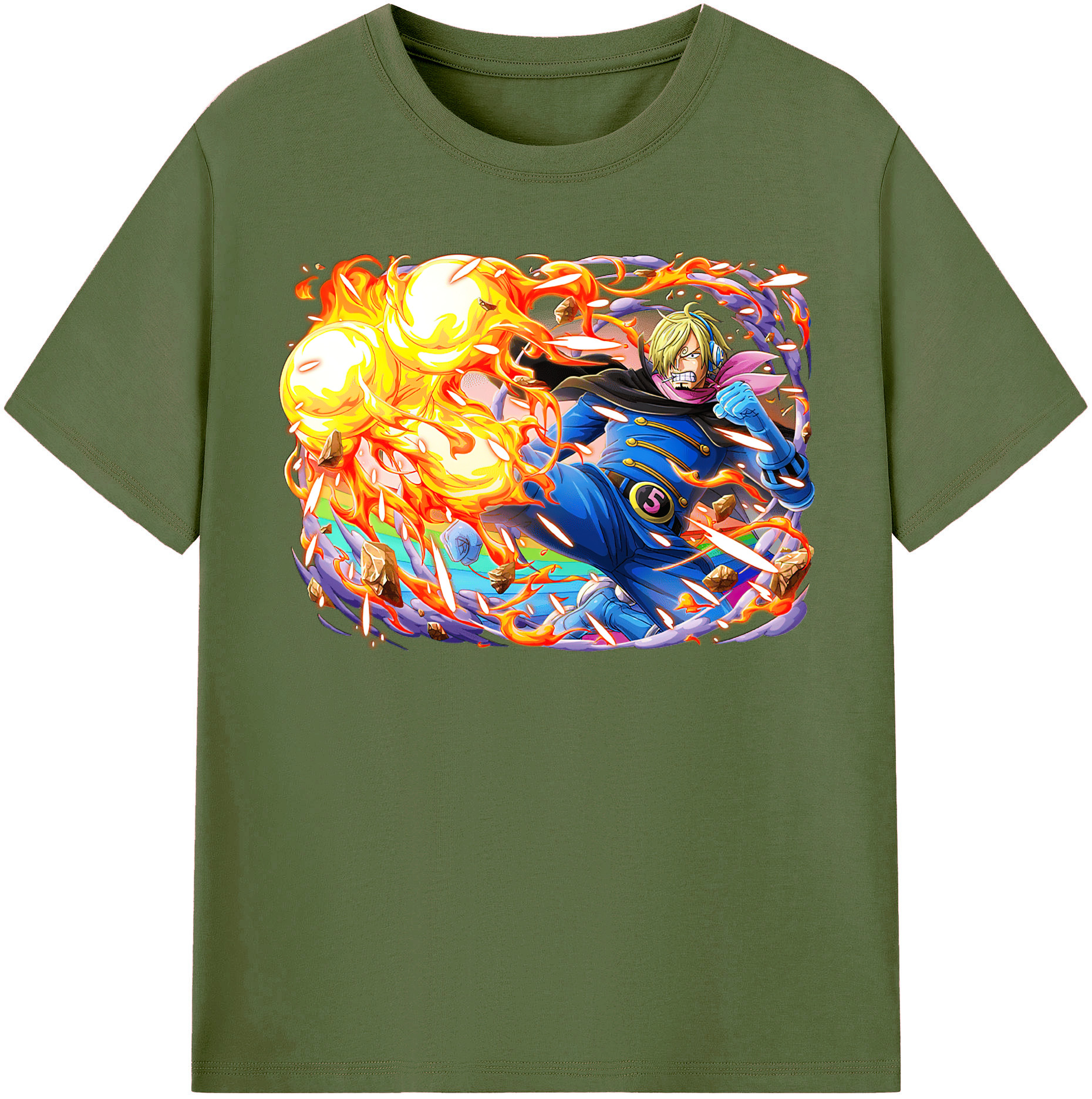 ワンピース サンジ ONE PIECE Sanji 綿100％半袖Tシャツ（フロントプリント）